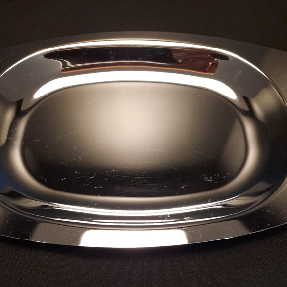 Vintage Kromex Chrome Serving Tray with Gold Tone Handle & Removable Glass  Dish - Picture 7 of 12